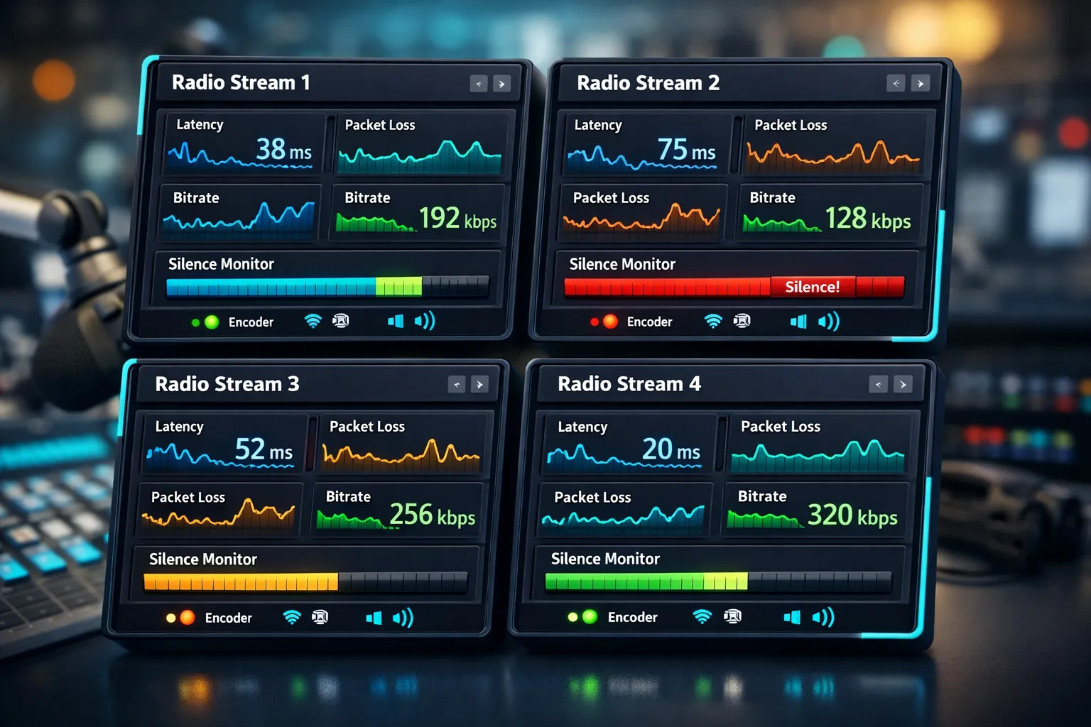Audiostreamen dashboard en distributieoverzicht